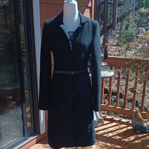 Theory Black Long Belted Coat